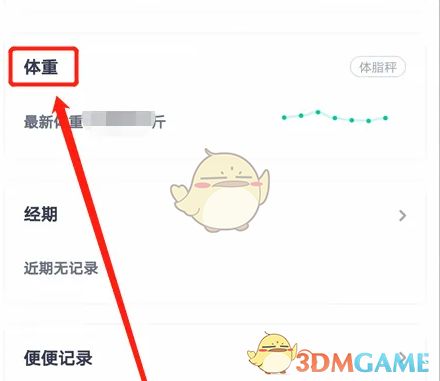 体重数据页面展示，包含曲线图和记录按钮