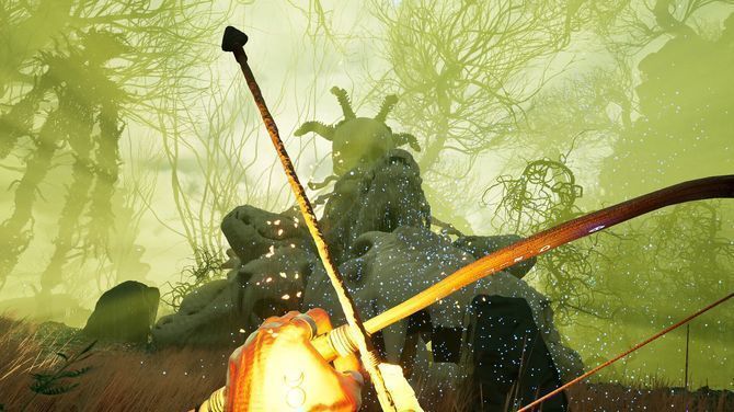 探索场景截图，主角在废墟中搜寻线索