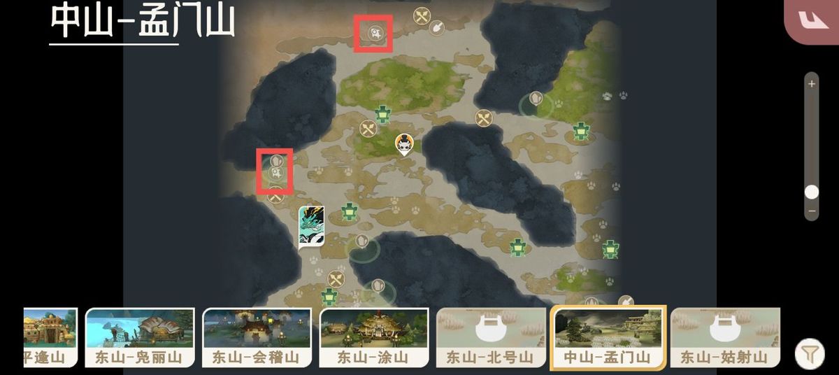 滑鱼在孟门山钓点出现的地图标记与具体位置示意图