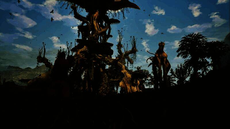 游戏宣传图，展示阿加斯巴岛的奇幻地貌与建筑风格