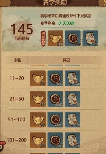 演武场积分奖励展示，清晰列出每日宝箱内容及数量