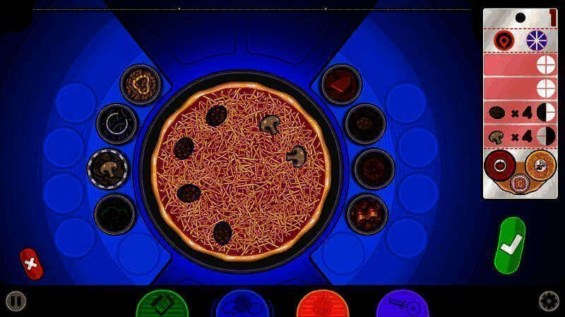 披萨制作过程界面，展示配料选择与组装流程