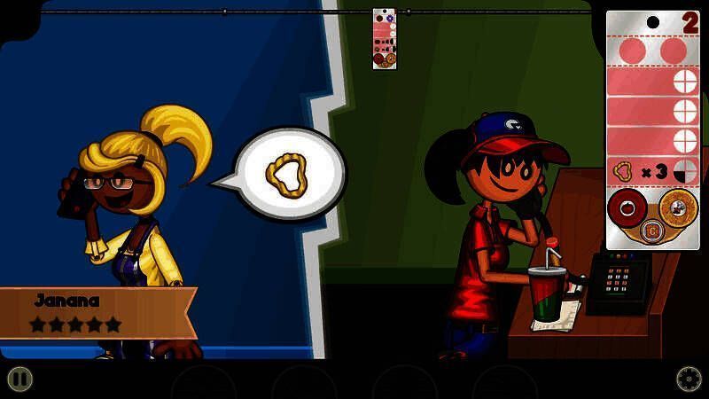 店铺内部场景，展示员工与顾客互动的欢乐氛围