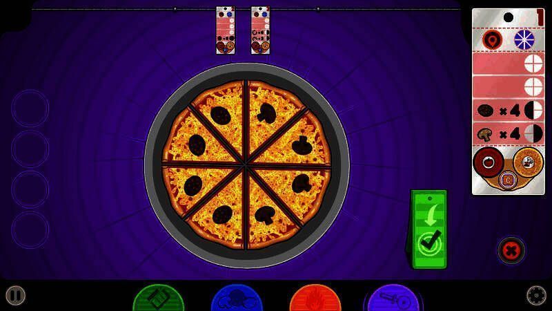 披萨切割界面，展示精准操作与完成度评分