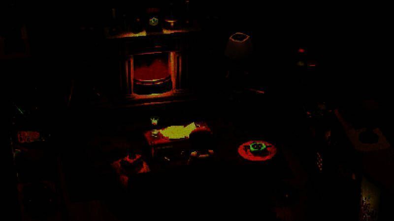 游戏实机截图，展示主角在黑暗中使用手电筒探索的紧张氛围