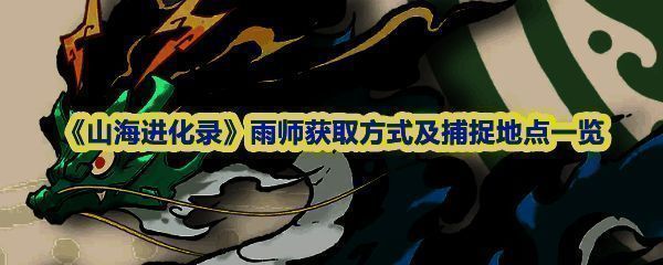 《山海进化录》游戏界面展示灵兽雨师的战斗场景，龙形灵兽在空中释放雷电与雨水特效
