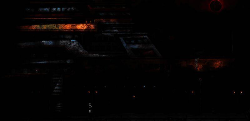 女主角在奇异空间中穿行，背景光影扭曲