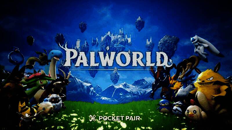 《幻兽帕鲁》游戏场景，玩家与幻兽在开放世界中互动