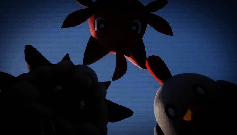 《幻兽帕鲁》角色与幻兽在岛屿上探索的场景，画面风格清新卡通