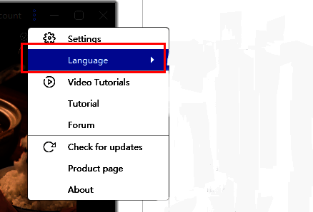 蜜蜂剪辑语言设置选项界面截图