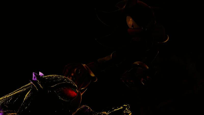 梅菲勒斯与索尼克激烈对战，画面充满紧张氛围