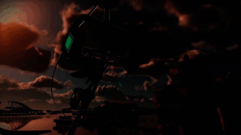 日落高地上，街道被巨型机器人占领，夏特穿梭在火光与爆炸之间