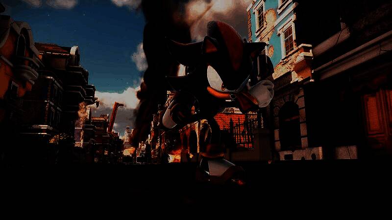 夏特在日落高地上躲避机器人攻击，画面充满动作感