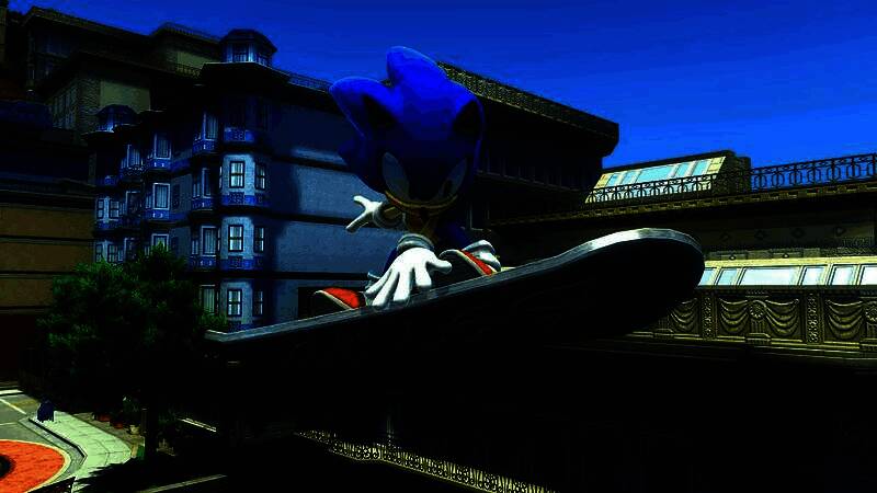 索尼克被巨型卡车追逐，画面紧张刺激