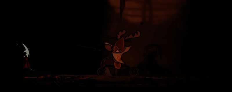 《空洞骑士：丝之歌》中角色与次席戍卫激烈对战的场景，角色在边角持续输出，BOSS释放技能特效炸裂