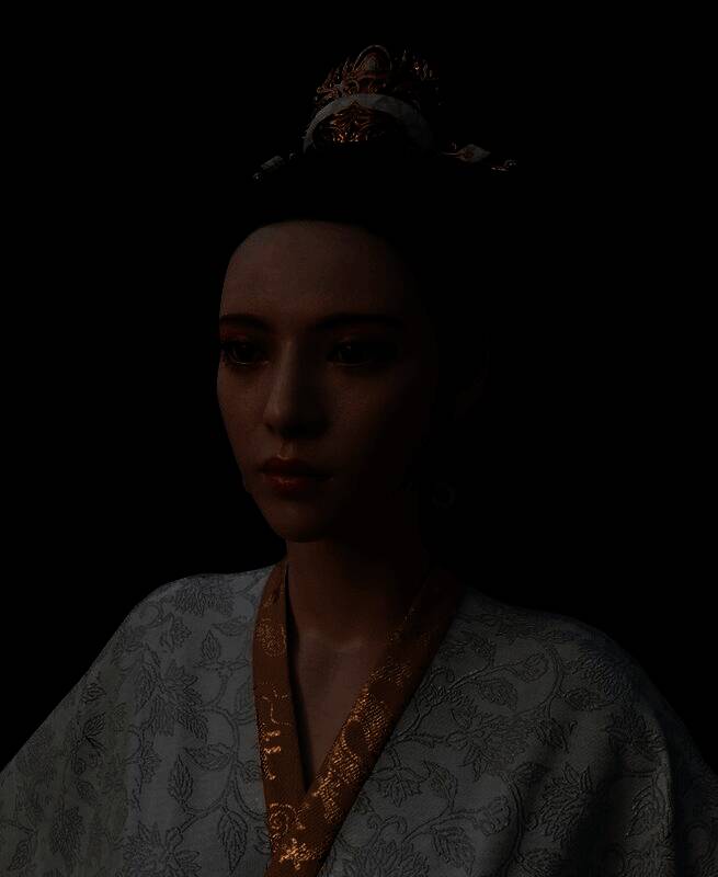 亢金星君宫装版建模正面展示，古典服饰搭配精致妆容，散发高贵气质