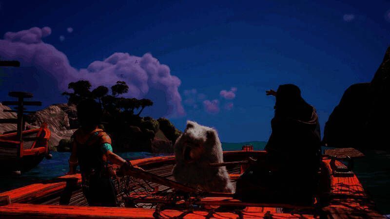 Sepehr释放魔法光束攻击空中敌人，Baboo跃起咬住另一侧怪物，场景充满动态战斗张力