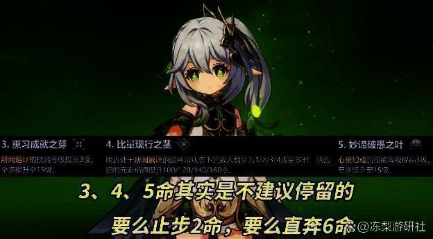 纳西妲5命座技能界面展示，显示技能等级提升信息