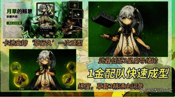 草行久组合战斗画面，三人协同释放技能，元素反应效果炫目