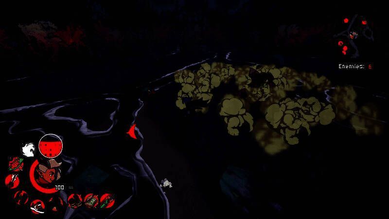 角色与Boss Enfermo对峙场景，背景为黑暗风格的地下神殿