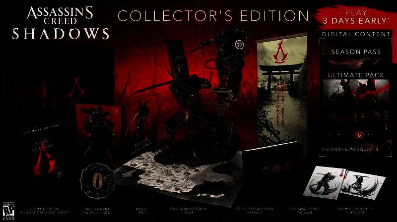 《刺客信条：影》游戏封面展示，主角身着传统刺客装束，在夜色中隐匿身影，背景为日本风格建筑