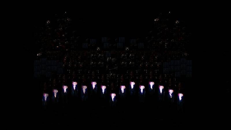 玩家在新星球上建立基地，远处可见外星地貌与资源分布