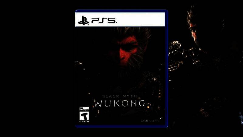 《黑神话：悟空》PS5实体版封面展示，背景为悟空持金箍棒战斗的英姿，整体风格热血激昂