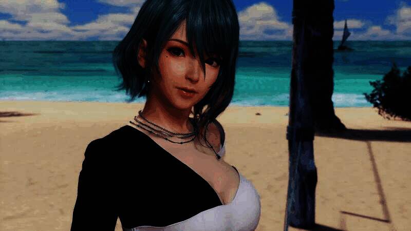 《维纳斯璀璨假期：死或生沙滩排球》角色「环」立绘展示，身穿沙滩装束，面带微笑