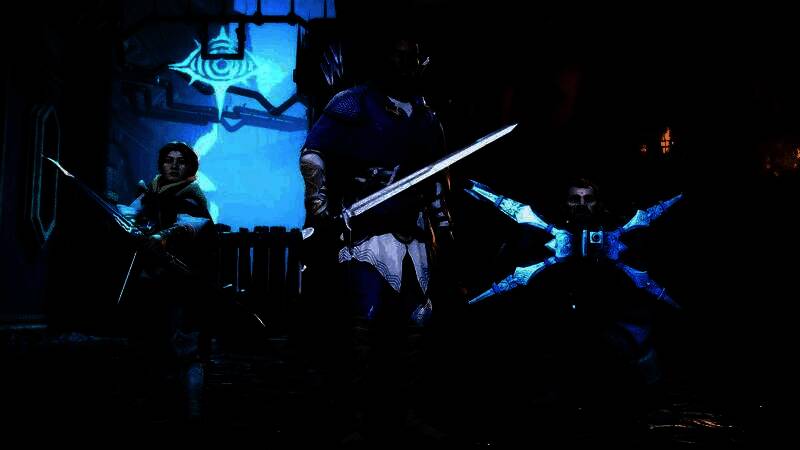 《龙腾世纪4》战斗场景截图，角色释放魔法技能对抗敌人