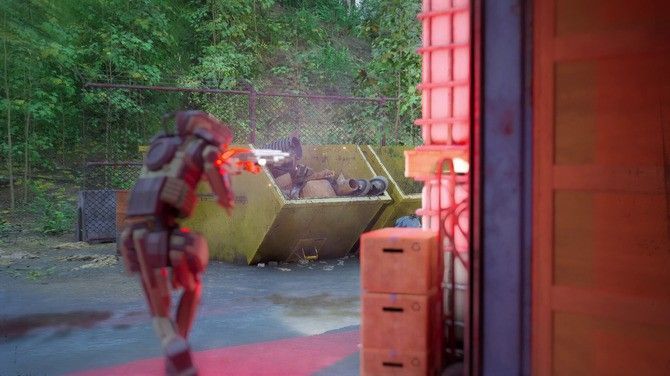 猎犬发动高速冲刺扑向逃跑的幸存者，火花四溅，场面激烈