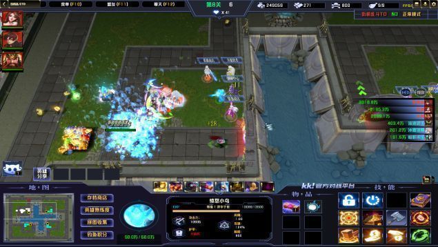 街机乱斗TD中玩家布置不同类型的塔进行防守