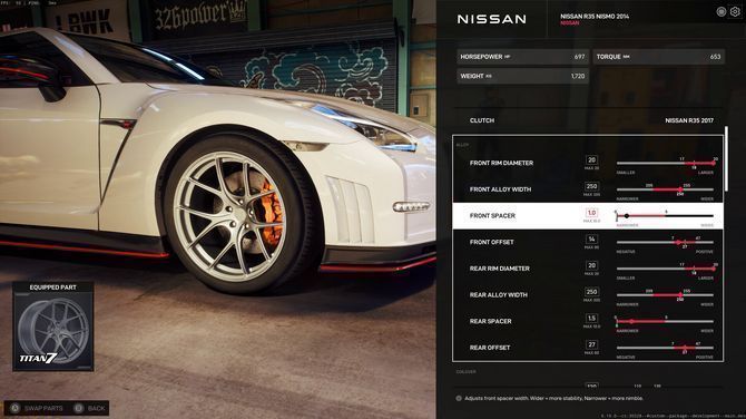 两辆改装跑车并驾齐驱激烈竞速，火花与烟雾交织，展现高强度对抗场面