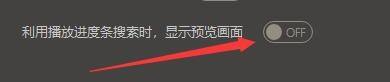 默认设置页面中，'利用播放进度条搜索时，显示预览画面'选项已被勾选激活