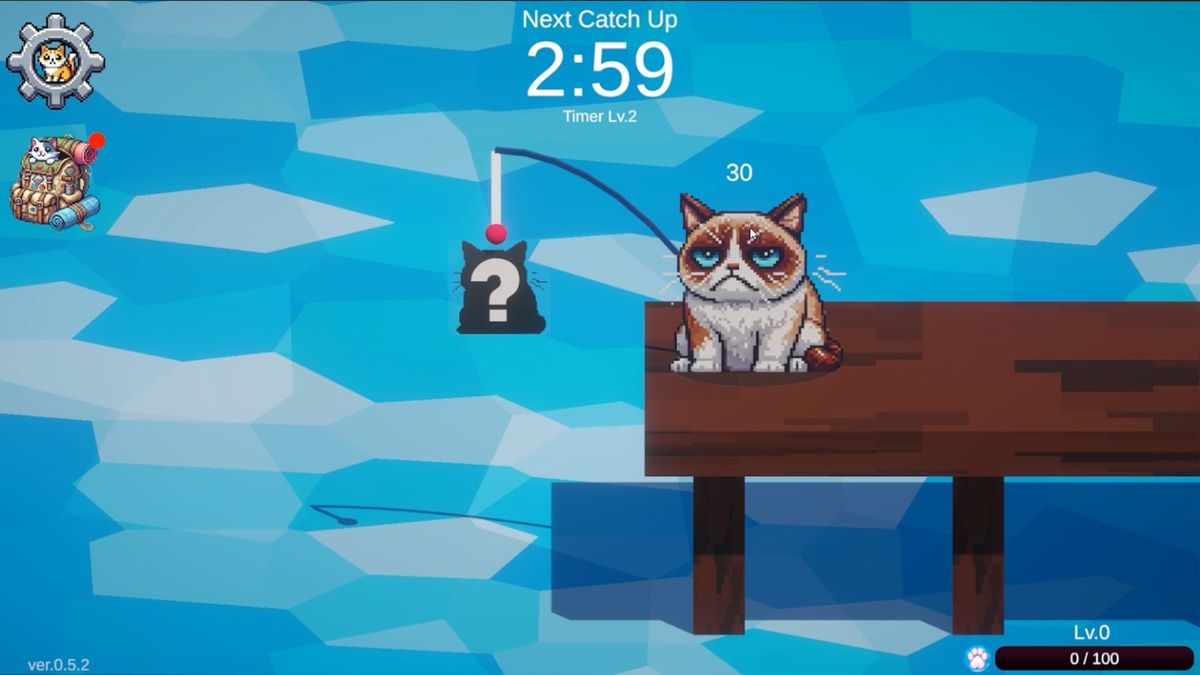 游戏内猫咪图鉴界面，多只风格迥异的猫咪整齐排列，界面充满卡通质感，色彩明亮