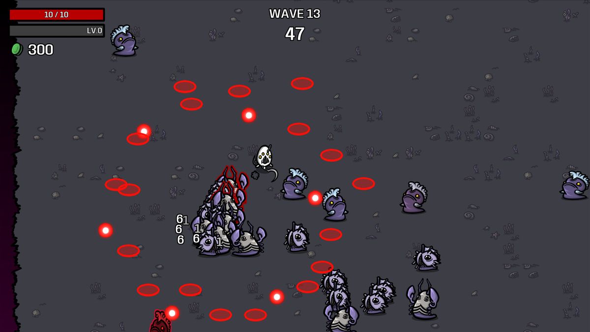 《土豆兄弟：深海魔怪》游戏画面，主角土豆角色置身于昏暗海底，周围环绕着诡异发光生物与巨型触手怪物