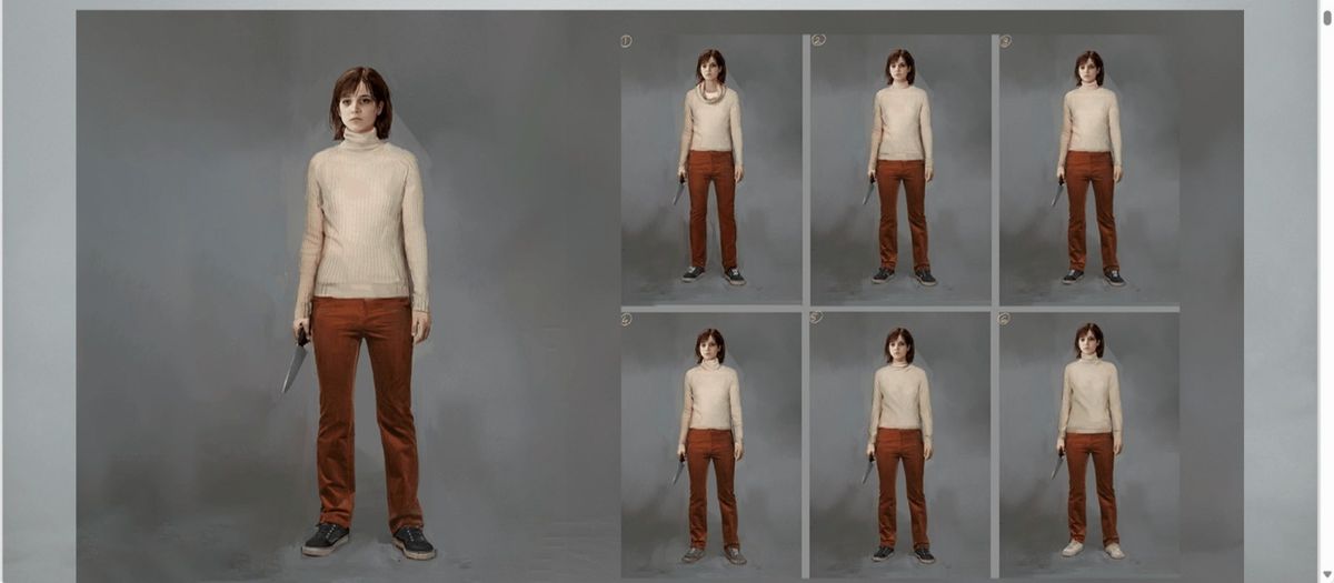 安吉拉换上黑色皮夹克与工装裤的叛逆造型概念图，展现不同性格面向