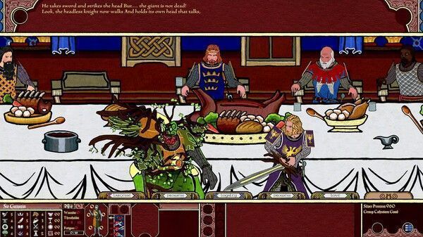 游戏中骑士团集会场景，多名圆桌骑士围坐在石桌旁，烛光映照出庄严氛围