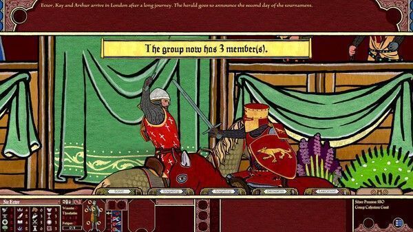 角色创建界面截图，玩家可自定义骑士外貌、盔甲样式与纹章图案