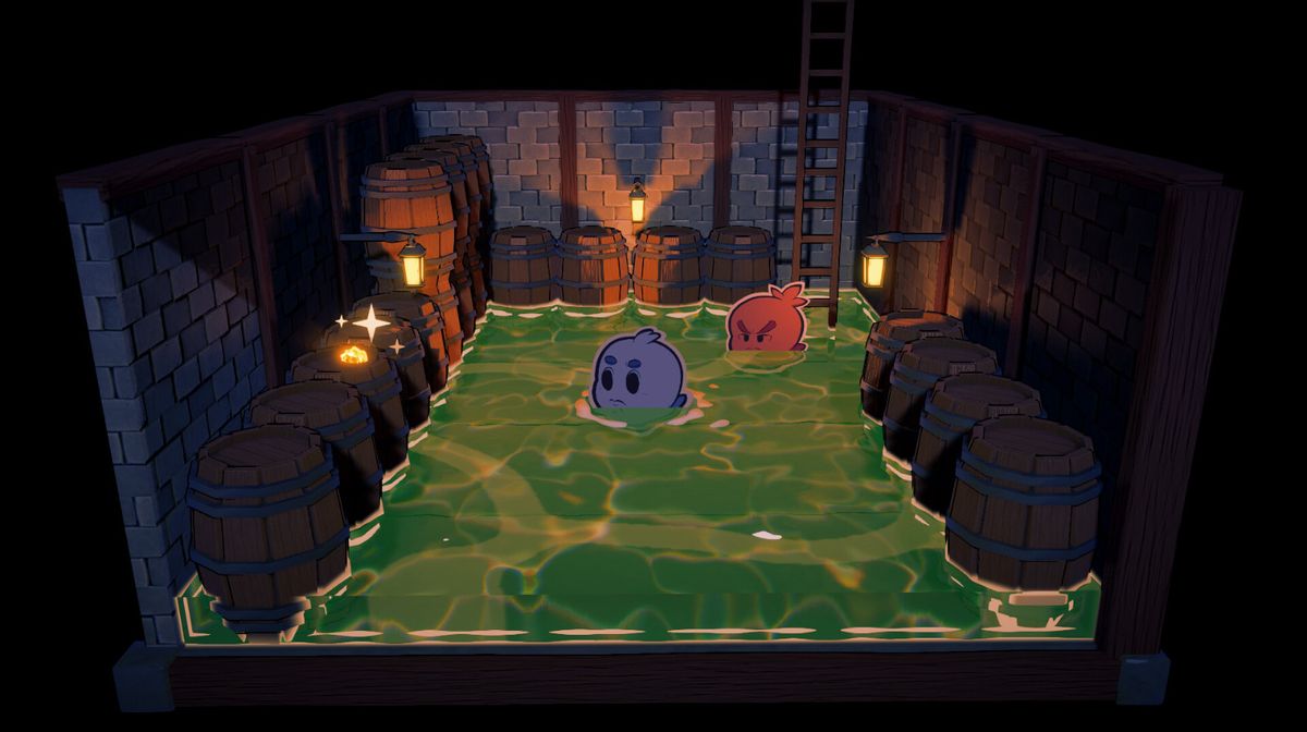 敌人‘束缚者’的设计图，全身由铁链和旧文书组成，面容模糊而压抑