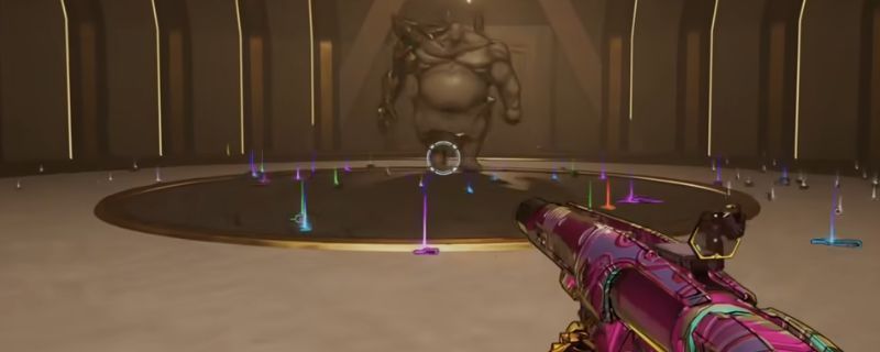 《无主之地4》锻造骑士手持巨型火箭筒作战场景，周身环绕金属装甲特效，背景为废土风格战场