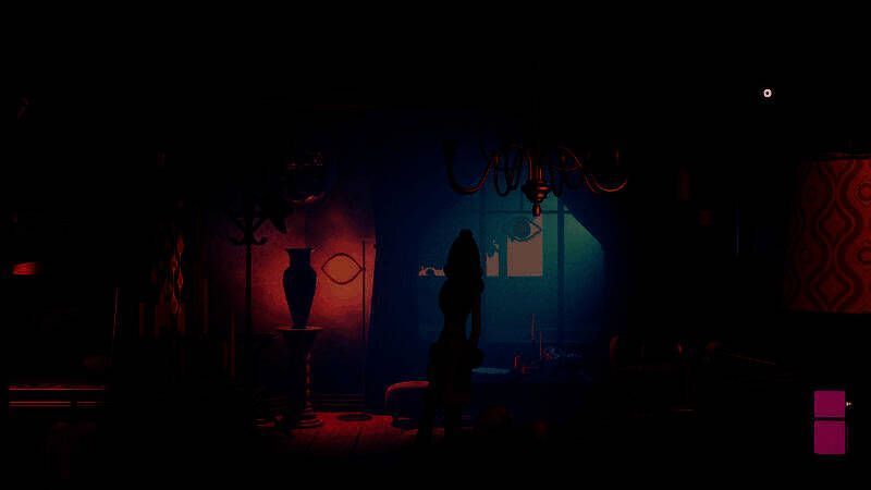 街道夜景下的古董店外景，霓虹灯牌闪烁，雨水滴落在屋檐上