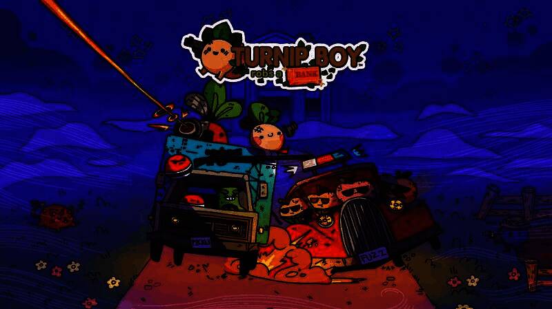 《萝卜男孩抢银行》游戏画面展示主角大头菜菜手持炸药潜入植物银行，周围是绿色管道与机械守卫，整体风格充满卡通朋克感