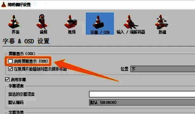 OSD设置项已勾选，'启用屏幕显示(OSD)'复选框前出现对号，表示功能已开启