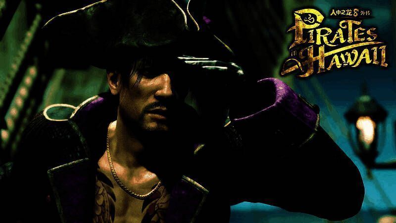 游戏内‘狂热兰蒂斯’岛屿全景概念图，充满加勒比风情的热带小岛，港口停靠着多艘武装帆船