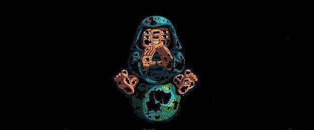 动态GIF展示弹球连续触发多个机关的过程：金币飞溅、回旋镖反弹、空调降温加速弹道，最终引发爆炸式收益爆发