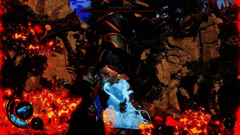 角色施放蓝色电光魔法击退成群敌人，站于古老石台之上