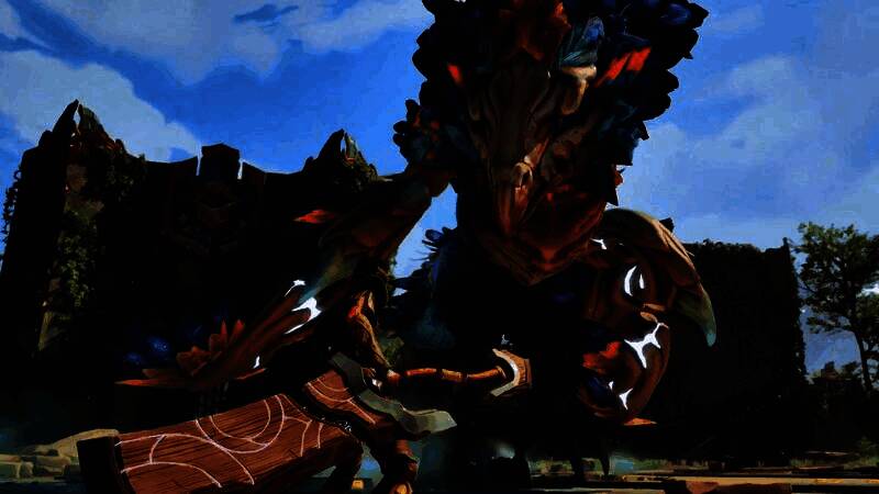 角色使用火焰法杖远程攻击，多名敌人被爆炸气浪掀飞