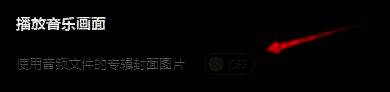播放音乐画面设置区域，‘使用音频文件的专辑封面图片’开关处于开启状态