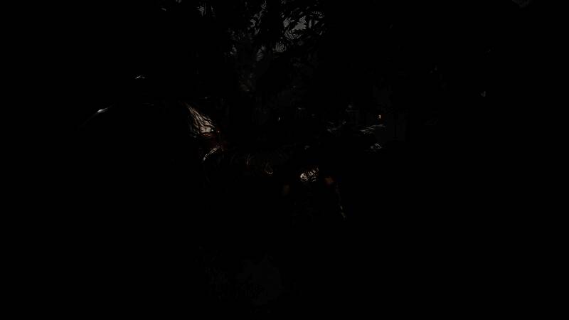 环境艺术图：金色迷雾中的古老遗迹，藤蔓缠绕石碑，地面散落着破碎盔甲