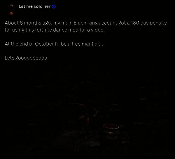 游戏界面显示角色正在执行《堡垒之夜》风格的舞蹈动作，背景为交界地废墟